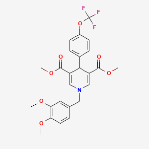 molecular formula C25H24F3NO7 B11216595 Dimethyl 1-(3,4-dimethoxybenzyl)-4-[4-(trifluoromethoxy)phenyl]-1,4-dihydropyridine-3,5-dicarboxylate 