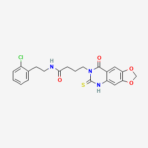 molecular formula C21H20ClN3O4S B11217988 N-[2-(2-chlorophenyl)ethyl]-4-(8-oxo-6-sulfanylidene-5H-[1,3]dioxolo[4,5-g]quinazolin-7-yl)butanamide 