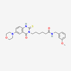 molecular formula C26H32N4O4S B11218292 N-(3-methoxybenzyl)-6-(6-morpholin-4-yl-4-oxo-2-thioxo-1,4-dihydroquinazolin-3(2H)-yl)hexanamide 