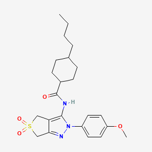 molecular formula C23H31N3O4S B11218819 4-butyl-N-(2-(4-methoxyphenyl)-5,5-dioxido-4,6-dihydro-2H-thieno[3,4-c]pyrazol-3-yl)cyclohexanecarboxamide 