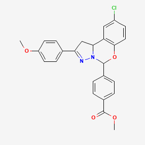 molecular formula C25H21ClN2O4 B11218869 Methyl 4-[9-chloro-2-(4-methoxyphenyl)-1,10b-dihydropyrazolo[1,5-c][1,3]benzoxazin-5-yl]benzoate 