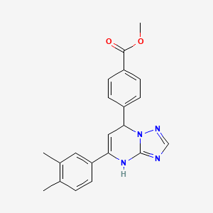 molecular formula C21H20N4O2 B11221209 Methyl 4-[5-(3,4-dimethylphenyl)-4,7-dihydro[1,2,4]triazolo[1,5-a]pyrimidin-7-yl]benzoate 