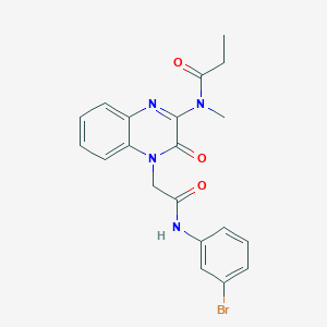 molecular formula C20H19BrN4O3 B11221288 N-(4-{2-[(3-bromophenyl)amino]-2-oxoethyl}-3-oxo-3,4-dihydroquinoxalin-2-yl)-N-methylpropanamide 