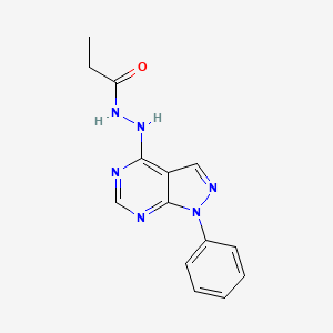 molecular formula C14H14N6O B11221324 N'-(1-phenyl-1H-pyrazolo[3,4-d]pyrimidin-4-yl)propanehydrazide 