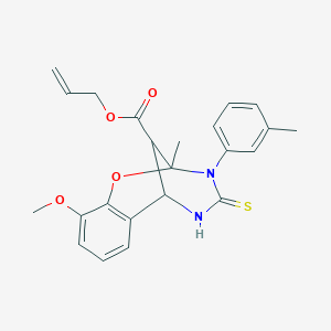 molecular formula C23H24N2O4S B11221499 allyl 10-methoxy-2-methyl-3-(3-methylphenyl)-4-thioxo-3,4,5,6-tetrahydro-2H-2,6-methano-1,3,5-benzoxadiazocine-11-carboxylate 
