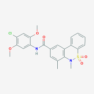 molecular formula C23H21ClN2O5S B11221597 N-(4-chloro-2,5-dimethoxyphenyl)-6,7-dimethyl-6H-dibenzo[c,e][1,2]thiazine-9-carboxamide 5,5-dioxide 