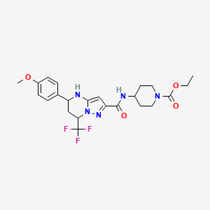 molecular formula C23H28F3N5O4 B11221727 Ethyl 4-({[5-(4-methoxyphenyl)-7-(trifluoromethyl)-4,5,6,7-tetrahydropyrazolo[1,5-a]pyrimidin-2-yl]carbonyl}amino)piperidine-1-carboxylate 
