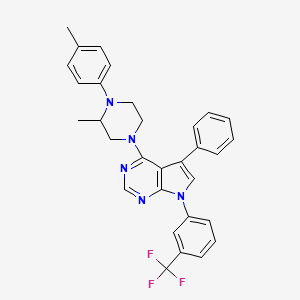molecular formula C31H28F3N5 B11221821 4-[3-methyl-4-(4-methylphenyl)piperazin-1-yl]-5-phenyl-7-[3-(trifluoromethyl)phenyl]-7H-pyrrolo[2,3-d]pyrimidine 