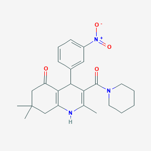 molecular formula C24H29N3O4 B11221871 2,7,7-trimethyl-4-(3-nitrophenyl)-3-(piperidin-1-ylcarbonyl)-4,6,7,8-tetrahydroquinolin-5(1H)-one 