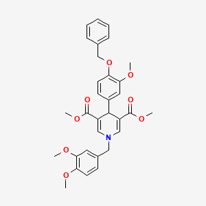 molecular formula C32H33NO8 B11221953 Dimethyl 4-[4-(benzyloxy)-3-methoxyphenyl]-1-(3,4-dimethoxybenzyl)-1,4-dihydropyridine-3,5-dicarboxylate 
