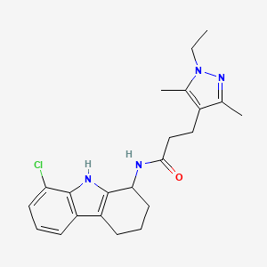 molecular formula C22H27ClN4O B11221971 N-(8-chloro-2,3,4,9-tetrahydro-1H-carbazol-1-yl)-3-(1-ethyl-3,5-dimethyl-1H-pyrazol-4-yl)propanamide 
