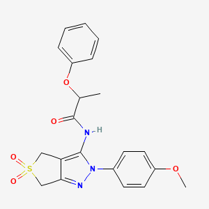 molecular formula C21H21N3O5S B11222033 N-(2-(4-methoxyphenyl)-5,5-dioxido-4,6-dihydro-2H-thieno[3,4-c]pyrazol-3-yl)-2-phenoxypropanamide 