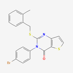 molecular formula C20H15BrN2OS2 B11222132 3-(4-bromophenyl)-2-[(2-methylbenzyl)sulfanyl]thieno[3,2-d]pyrimidin-4(3H)-one 