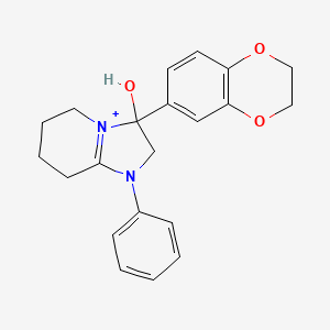 molecular formula C21H23N2O3+ B11222270 3-(2,3-Dihydro-1,4-benzodioxin-6-yl)-3-hydroxy-1-phenyl-2,3,5,6,7,8-hexahydroimidazo[1,2-a]pyridin-1-ium 