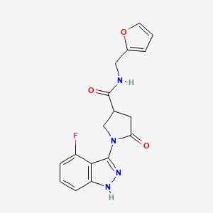 molecular formula C17H15FN4O3 B11222314 1-(4-fluoro-1H-indazol-3-yl)-N-(2-furylmethyl)-5-oxo-3-pyrrolidinecarboxamide 