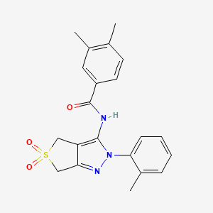 molecular formula C21H21N3O3S B11222500 N-(5,5-dioxido-2-(o-tolyl)-4,6-dihydro-2H-thieno[3,4-c]pyrazol-3-yl)-3,4-dimethylbenzamide 