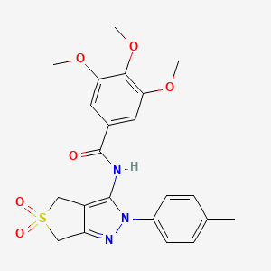 molecular formula C22H23N3O6S B11222508 N-(5,5-dioxido-2-(p-tolyl)-4,6-dihydro-2H-thieno[3,4-c]pyrazol-3-yl)-3,4,5-trimethoxybenzamide 