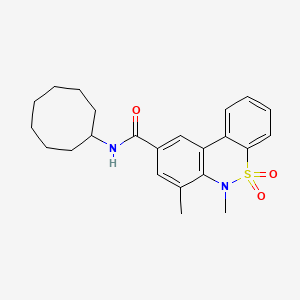 molecular formula C23H28N2O3S B11222524 N-cyclooctyl-6,7-dimethyl-6H-dibenzo[c,e][1,2]thiazine-9-carboxamide 5,5-dioxide 