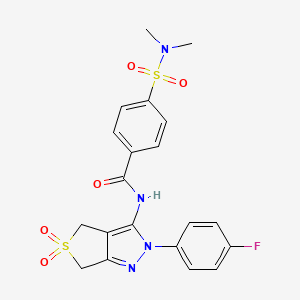 molecular formula C20H19FN4O5S2 B11222561 4-(N,N-dimethylsulfamoyl)-N-(2-(4-fluorophenyl)-5,5-dioxido-4,6-dihydro-2H-thieno[3,4-c]pyrazol-3-yl)benzamide 