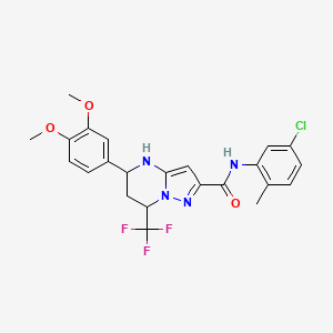 molecular formula C23H22ClF3N4O3 B11222646 N-(5-chloro-2-methylphenyl)-5-(3,4-dimethoxyphenyl)-7-(trifluoromethyl)-4,5,6,7-tetrahydropyrazolo[1,5-a]pyrimidine-2-carboxamide 