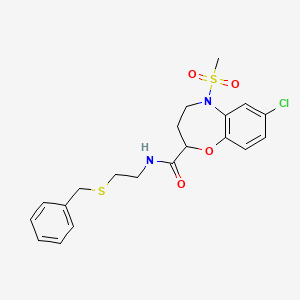 molecular formula C20H23ClN2O4S2 B11222673 N-[2-(benzylsulfanyl)ethyl]-7-chloro-5-(methylsulfonyl)-2,3,4,5-tetrahydro-1,5-benzoxazepine-2-carboxamide 