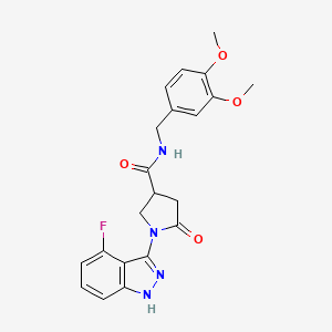 molecular formula C21H21FN4O4 B11222920 N-(3,4-dimethoxybenzyl)-1-(4-fluoro-1H-indazol-3-yl)-5-oxopyrrolidine-3-carboxamide 