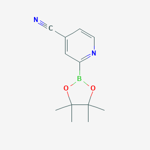 molecular formula C12H15BN2O2 B112230 2-(4,4,5,5-Tetramethyl-1,3,2-dioxaborolan-2-yl)isonicotinonitrile CAS No. 1256359-18-8