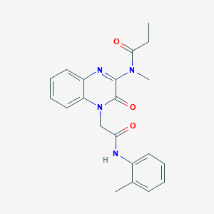 molecular formula C21H22N4O3 B11223030 N-methyl-N-(4-{2-[(2-methylphenyl)amino]-2-oxoethyl}-3-oxo-3,4-dihydroquinoxalin-2-yl)propanamide 