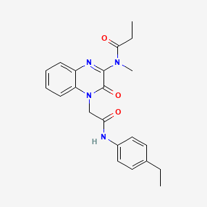 molecular formula C22H24N4O3 B11223039 N-(4-{2-[(4-ethylphenyl)amino]-2-oxoethyl}-3-oxo-3,4-dihydroquinoxalin-2-yl)-N-methylpropanamide 