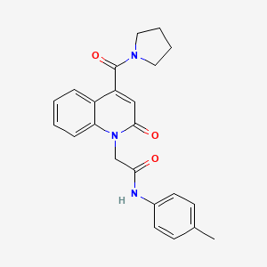 molecular formula C23H23N3O3 B11223057 N-(4-methylphenyl)-2-[2-oxo-4-(pyrrolidin-1-ylcarbonyl)quinolin-1(2H)-yl]acetamide 
