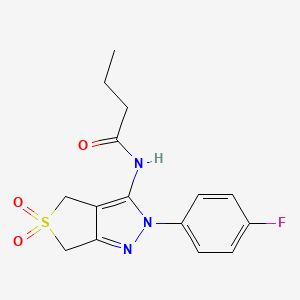 molecular formula C15H16FN3O3S B11223132 N-[2-(4-fluorophenyl)-5,5-dioxido-2,6-dihydro-4H-thieno[3,4-c]pyrazol-3-yl]butanamide 