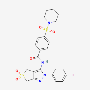 molecular formula C23H23FN4O5S2 B11223137 N-(2-(4-fluorophenyl)-5,5-dioxido-4,6-dihydro-2H-thieno[3,4-c]pyrazol-3-yl)-4-(piperidin-1-ylsulfonyl)benzamide 