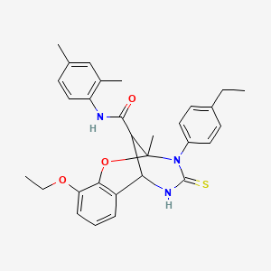 molecular formula C30H33N3O3S B11223228 N-(2,4-dimethylphenyl)-10-ethoxy-3-(4-ethylphenyl)-2-methyl-4-thioxo-3,4,5,6-tetrahydro-2H-2,6-methano-1,3,5-benzoxadiazocine-11-carboxamide 