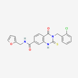 molecular formula C21H16ClN3O3S B11223265 3-(2-chlorobenzyl)-N-(2-furylmethyl)-4-oxo-2-thioxo-1,2,3,4-tetrahydro-7-quinazolinecarboxamide 