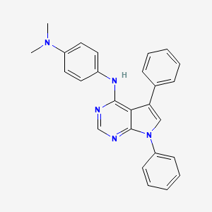 molecular formula C26H23N5 B11223296 N'-(5,7-diphenyl-7H-pyrrolo[2,3-d]pyrimidin-4-yl)-N,N-dimethylbenzene-1,4-diamine 