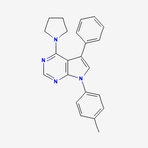molecular formula C23H22N4 B11223365 7-(4-methylphenyl)-5-phenyl-4-(pyrrolidin-1-yl)-7H-pyrrolo[2,3-d]pyrimidine 