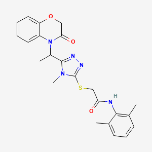 molecular formula C23H25N5O3S B11223649 N-(2,6-dimethylphenyl)-2-({4-methyl-5-[1-(3-oxo-2,3-dihydro-4H-1,4-benzoxazin-4-yl)ethyl]-4H-1,2,4-triazol-3-yl}sulfanyl)acetamide 