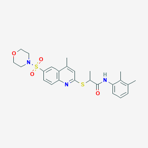 molecular formula C25H29N3O4S2 B11223686 N-(2,3-Dimethylphenyl)-2-{[4-methyl-6-(morpholine-4-sulfonyl)quinolin-2-YL]sulfanyl}propanamide 