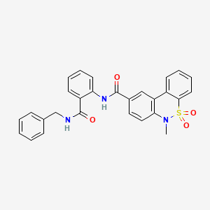 molecular formula C28H23N3O4S B11223740 N-[2-(benzylcarbamoyl)phenyl]-6-methyl-6H-dibenzo[c,e][1,2]thiazine-9-carboxamide 5,5-dioxide 