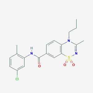 molecular formula C19H20ClN3O3S B11223758 N-(5-chloro-2-methylphenyl)-3-methyl-4-propyl-4H-1,2,4-benzothiadiazine-7-carboxamide 1,1-dioxide 
