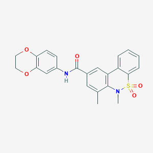 molecular formula C23H20N2O5S B11223945 N-(2,3-dihydro-1,4-benzodioxin-6-yl)-6,7-dimethyl-6H-dibenzo[c,e][1,2]thiazine-9-carboxamide 5,5-dioxide 