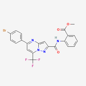 molecular formula C22H14BrF3N4O3 B11223961 Methyl 2-({[5-(4-bromophenyl)-7-(trifluoromethyl)pyrazolo[1,5-a]pyrimidin-2-yl]carbonyl}amino)benzoate 