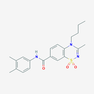 molecular formula C21H25N3O3S B11223974 4-butyl-N-(3,4-dimethylphenyl)-3-methyl-4H-1,2,4-benzothiadiazine-7-carboxamide 1,1-dioxide 