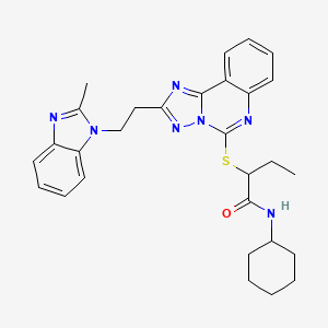 molecular formula C29H33N7OS B11224059 N-cyclohexyl-2-({2-[2-(2-methyl-1H-1,3-benzodiazol-1-yl)ethyl]-[1,2,4]triazolo[1,5-c]quinazolin-5-yl}sulfanyl)butanamide 