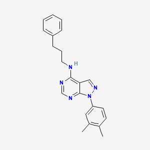 molecular formula C22H23N5 B11224163 1-(3,4-dimethylphenyl)-N-(3-phenylpropyl)-1H-pyrazolo[3,4-d]pyrimidin-4-amine 