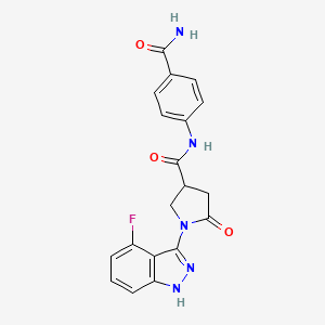 molecular formula C19H16FN5O3 B11224212 N-(4-carbamoylphenyl)-1-(4-fluoro-2H-indazol-3-yl)-5-oxopyrrolidine-3-carboxamide 