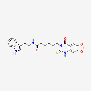 molecular formula C25H26N4O4S B11224260 N-[2-(1H-indol-3-yl)ethyl]-6-(8-oxo-6-sulfanylidene-5H-[1,3]dioxolo[4,5-g]quinazolin-7-yl)hexanamide 
