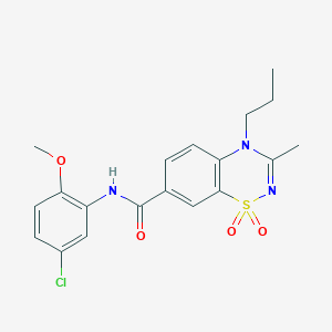 molecular formula C19H20ClN3O4S B11224289 N-(5-chloro-2-methoxyphenyl)-3-methyl-4-propyl-4H-1,2,4-benzothiadiazine-7-carboxamide 1,1-dioxide 