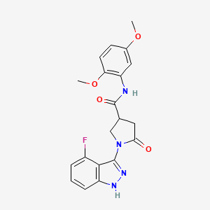 molecular formula C20H19FN4O4 B11224359 N-(2,5-dimethoxyphenyl)-1-(4-fluoro-1H-indazol-3-yl)-5-oxopyrrolidine-3-carboxamide 