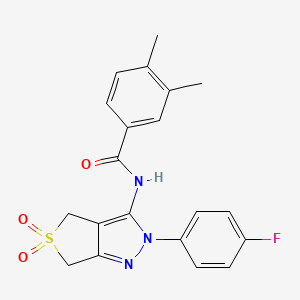 molecular formula C20H18FN3O3S B11224382 N-(2-(4-fluorophenyl)-5,5-dioxido-4,6-dihydro-2H-thieno[3,4-c]pyrazol-3-yl)-3,4-dimethylbenzamide 